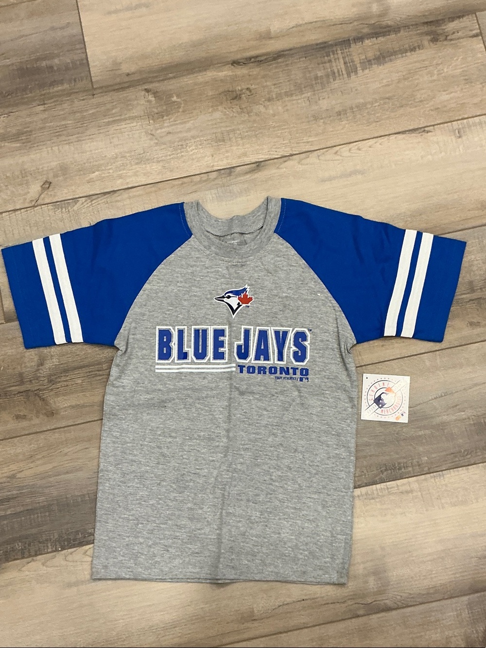 League Blue Jays Raglan Tee - Gray & Royal Blue